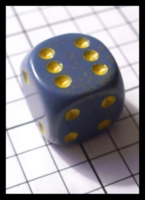 Dice : Dice - 6D Pipped - Blue Speckle with Yellow Pips - FA collection buy Dec 2010